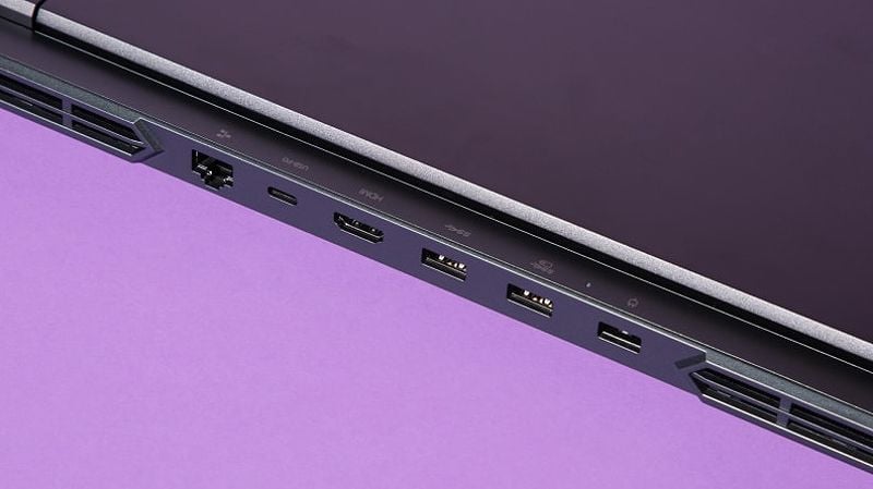 Close-up side view of the Lenovo Legion Pro 5i showcasing the ports