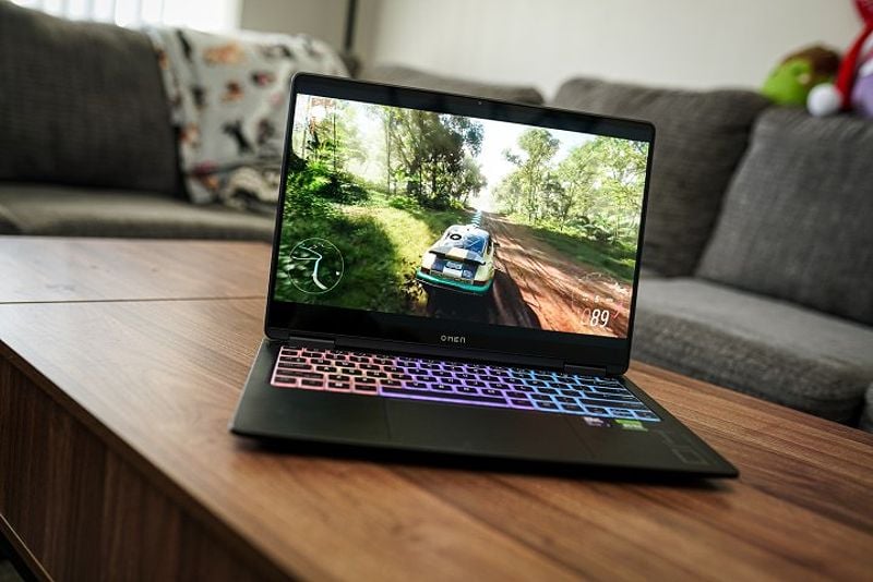 Forza Horizon 5 running on the HP Omen Transcend 14